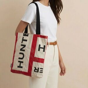 Hunter Canvas Tote in Red, Cream & Black
